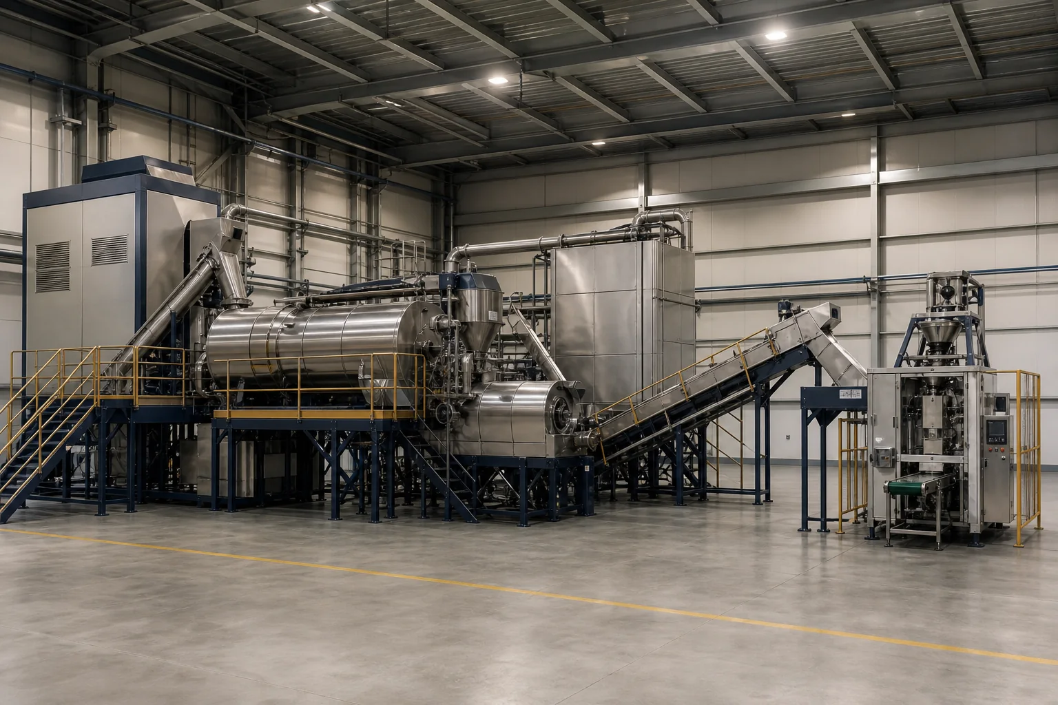 Agrochemical and fertilizer mixing granulation and packaging line