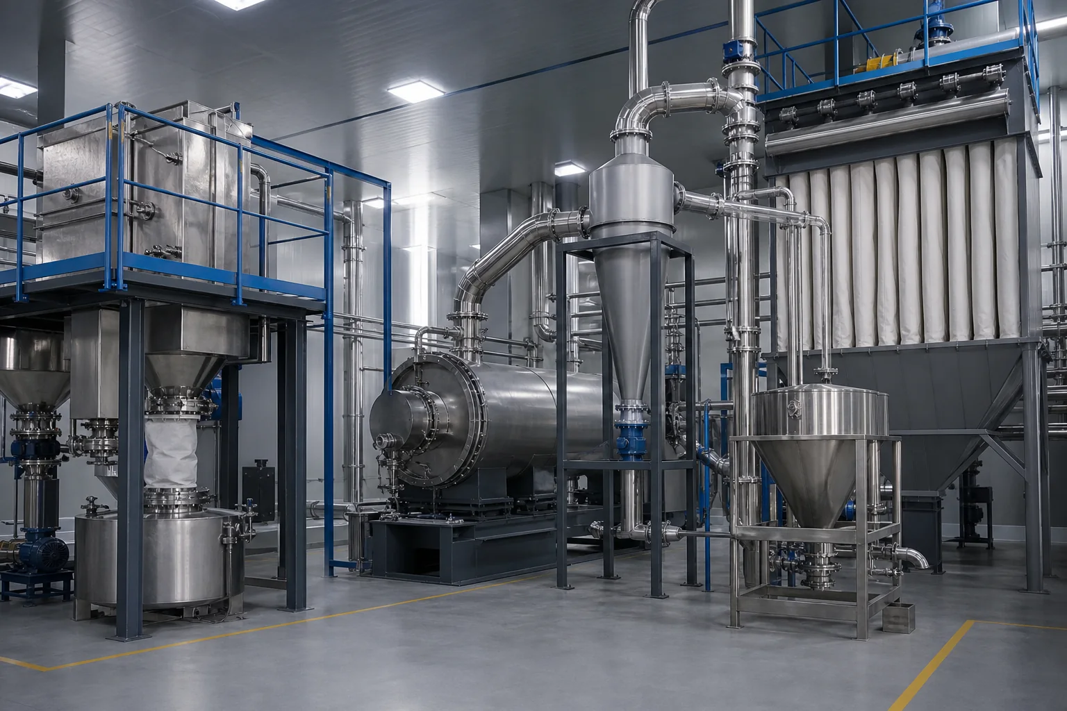 Enclosed battery material drying and powder recovery equipment