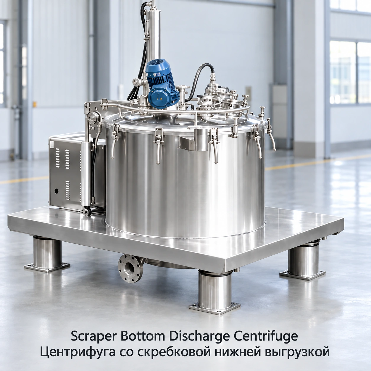vertical scraper bottom discharge filtration centrifuge