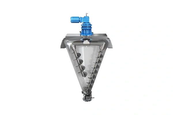 Cutaway view showing conical screw mixing elements