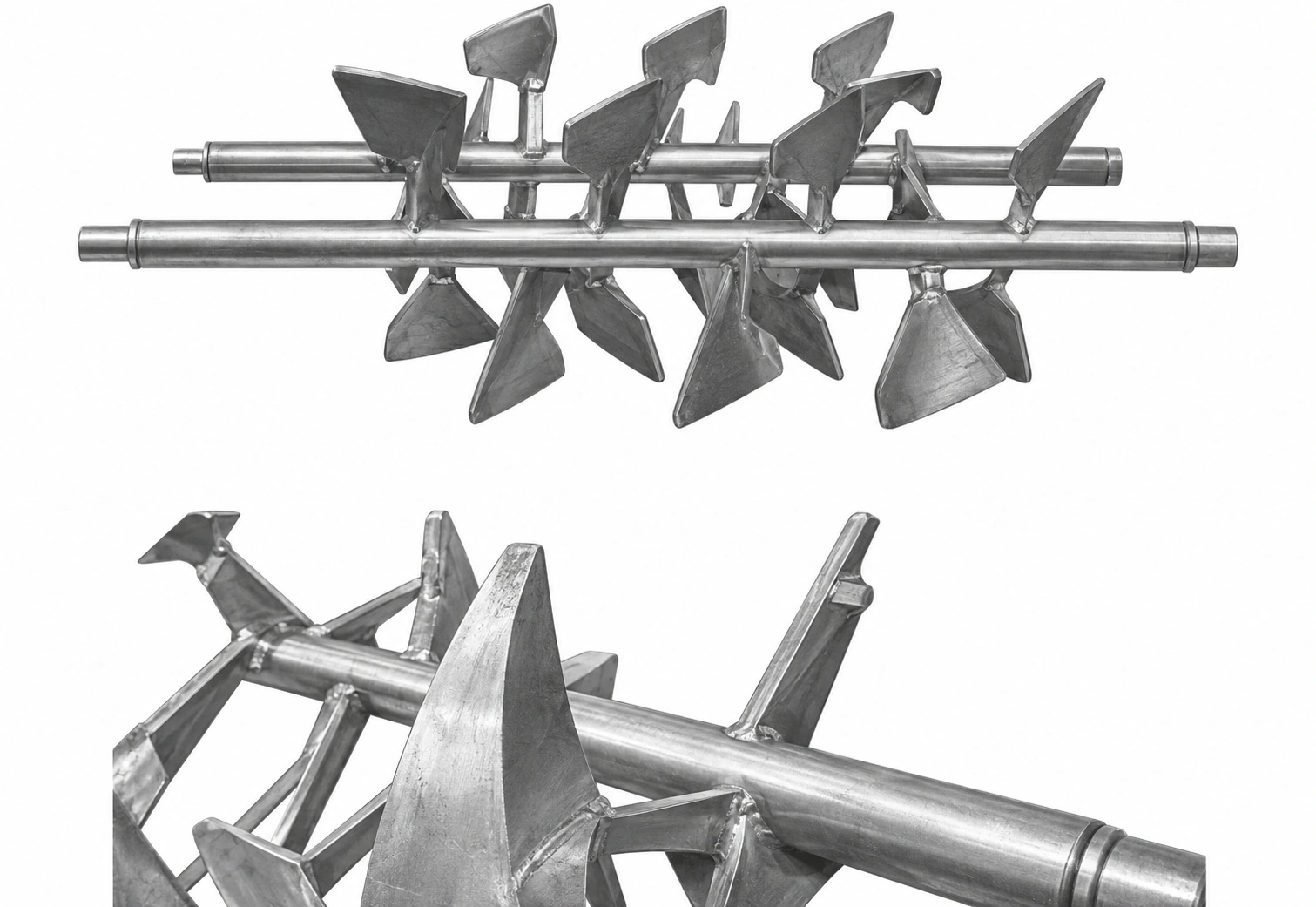 Ploughshare and double shaft paddle mixing tools