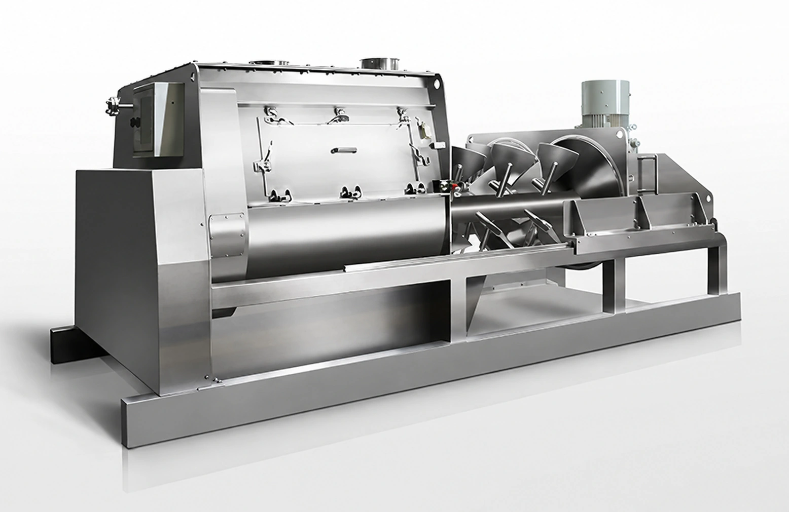 Pull-out double shaft paddle mixer cleaning option